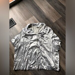 Fashion Bug Silver Button Down Shirt Size 26